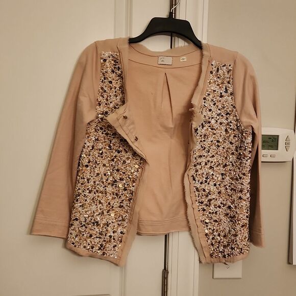 Postmark by Anthropologie Soft Peach Bedazzled Cardigan w/ Sequins Size XS - Picture 11 of 12